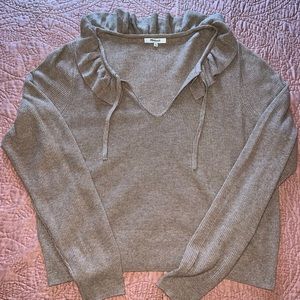 Madewell ruffle trim sweater with tie